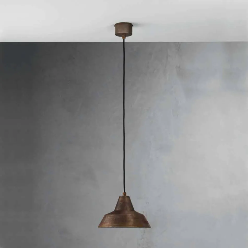 Pendant lamp in antiqued iron with bell Virginia Il Fanale Viadurini