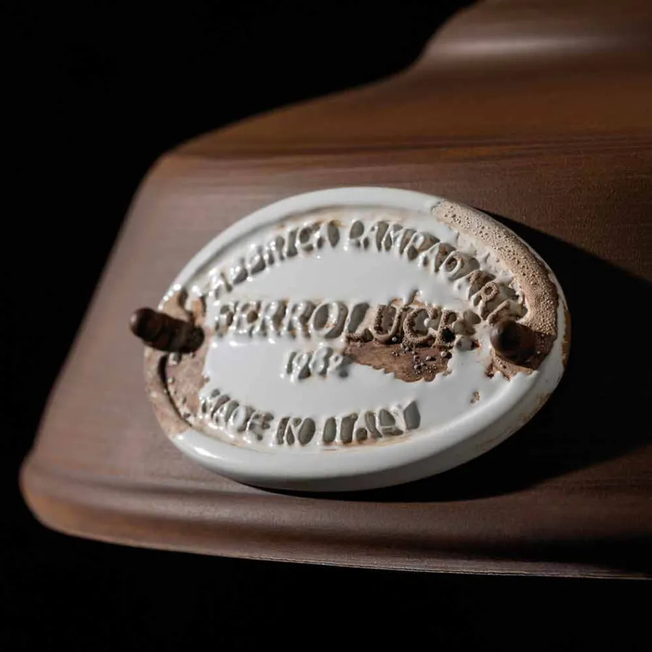 Lamp antique iron suspension and ceramic Teresa Ferroluce Viadurini