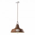 Pendant lamp in antiqued iron and ceramic Teresa by Ferroluce