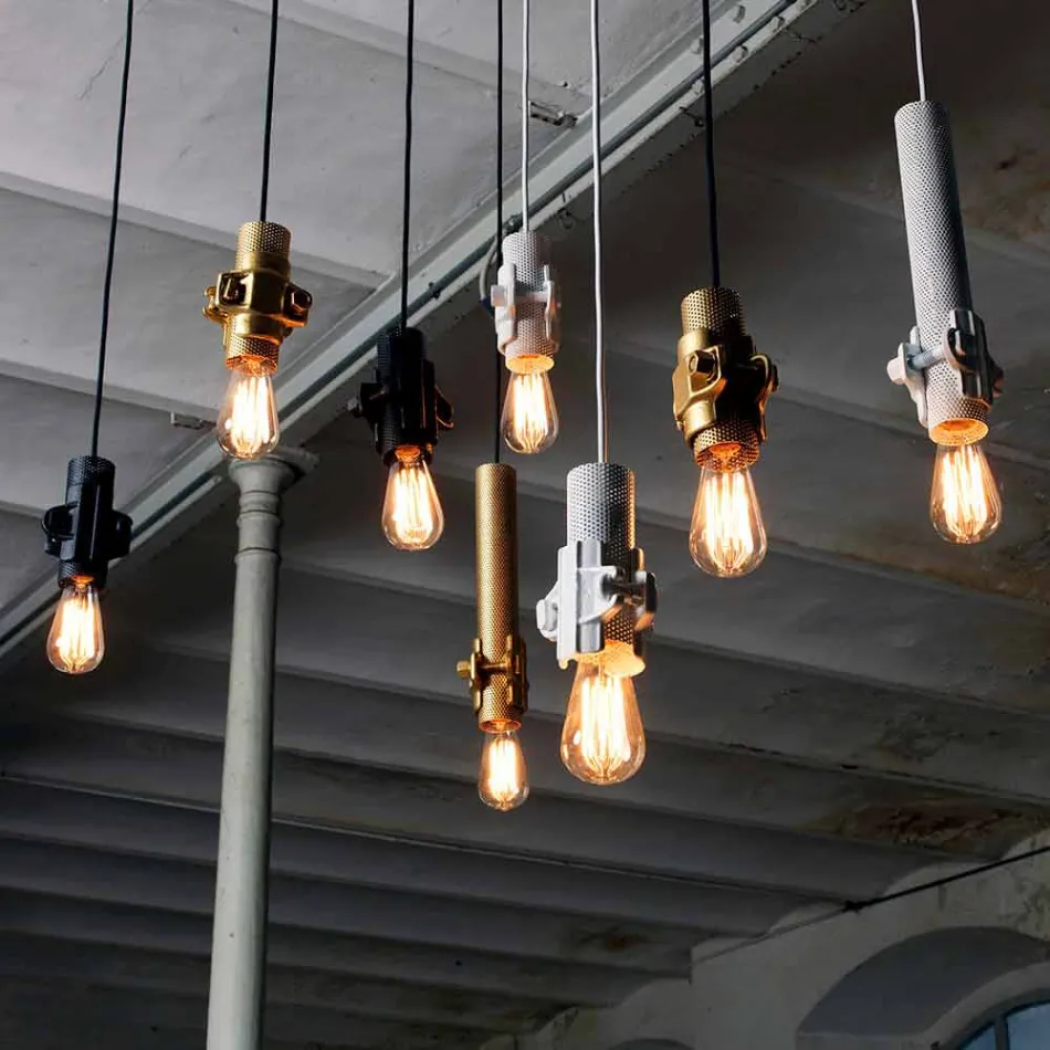Suspension Lamp in White, Anthracite or Gold Metal 2 Sizes - Meccasmo Viadurini