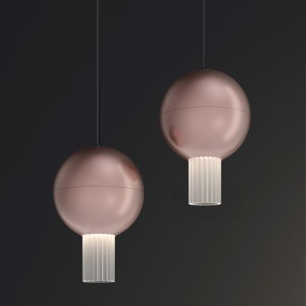 Oris Metal Pendant Lamp with Canneté Glass Cylinders Viadurini