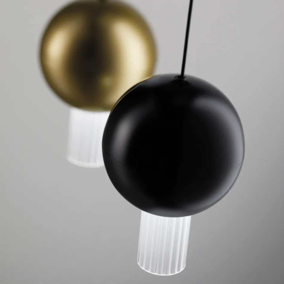 Oris Metal Pendant Lamp with Canneté Glass Cylinders Viadurini