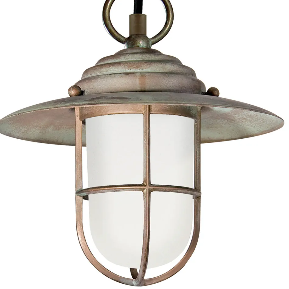 Elfico Brass, Opal Glass, and IP44 Pendant Lamp Viadurini