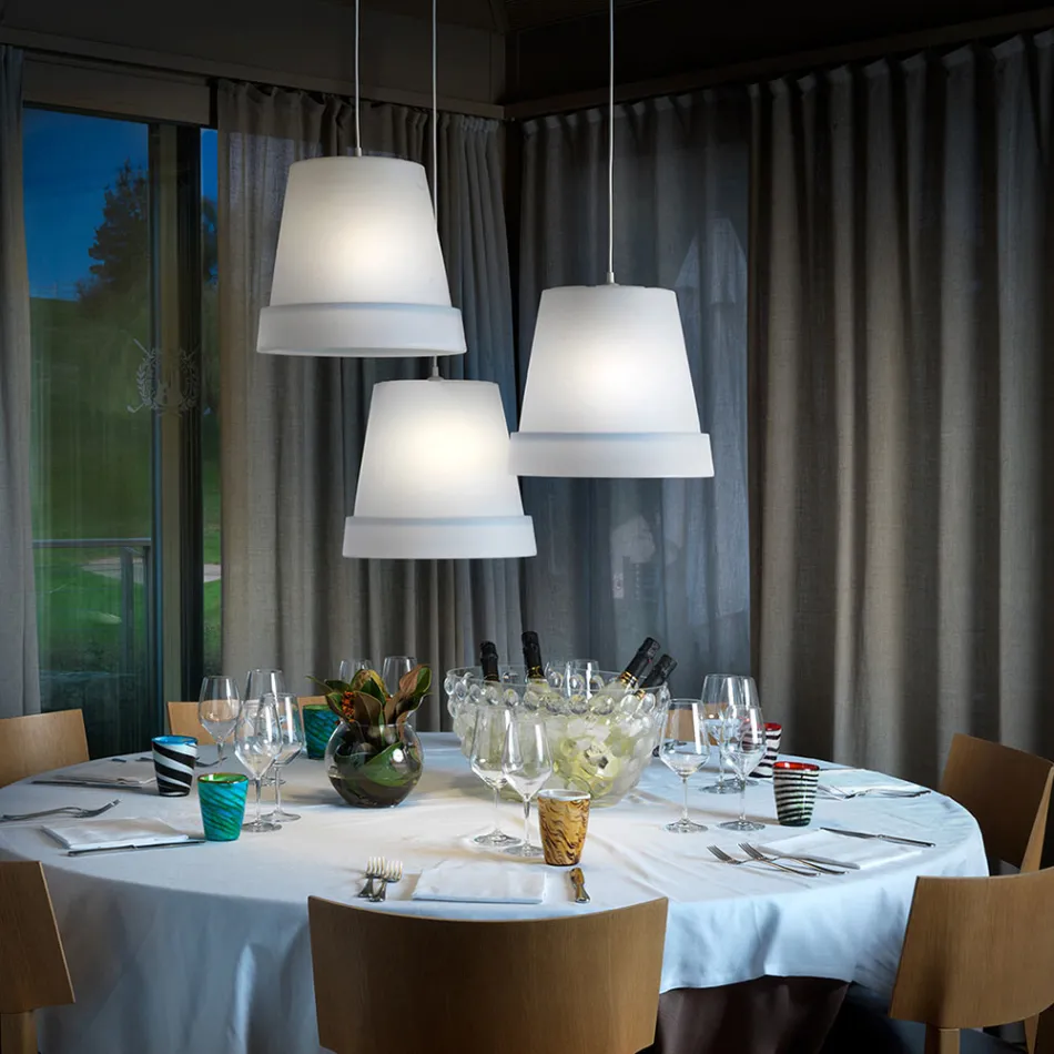 Suspension Lamp in White Polyethylene Made in Italy - Minervo Viadurini