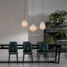 Suspension Lamp in White Glass in Filigree Design Pointed - Caravan Viadurini