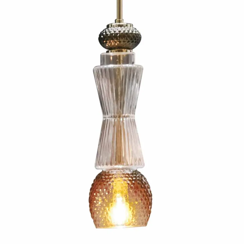 Suspension Lamp in Murano Glass with Antique Decoration Made in Italy - Missi Viadurini