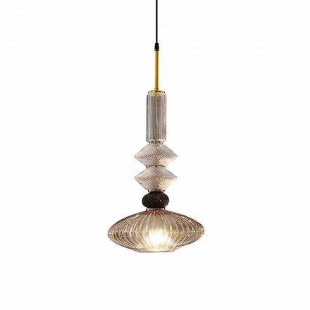 Suspension Lamp in Murano Glass and Fabric, Made in Italy - Missi Viadurini