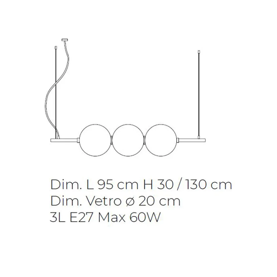 Hand Blown Venice Glass Pendant Lamp 95 cm - Jupiter Viadurini