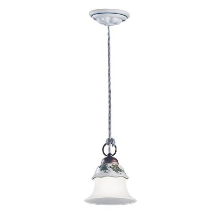 Suspension Lamp in Glass, Iron and Hand Painted Ceramic - Ferrara Viadurini