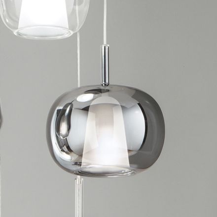 Double Layer Blown Glass Pendant Lamp Made in Italy - Trilly  Viadurini