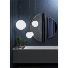 Hand Blown White Venetian Glass Suspension Lamp - Moon Viadurini