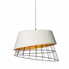 Suspension Lamp in White Fiberglass and Metal Elegant Design - Solar Viadurini