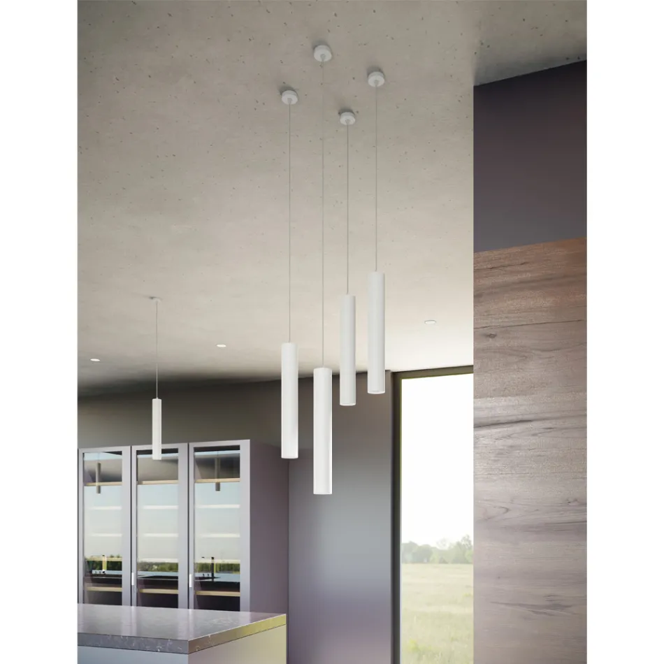 7W Led Suspension Lamp in White or Matt Black Aluminium - Rebolla Viadurini