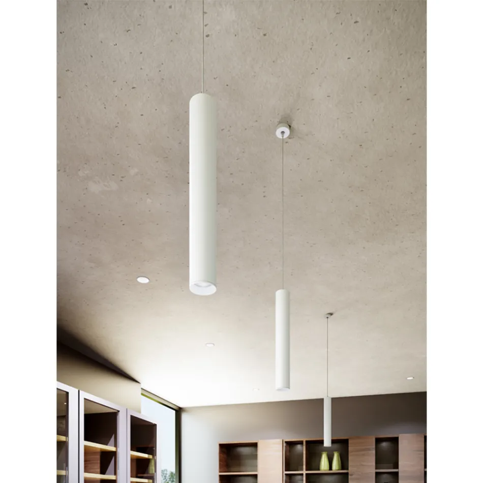 7W Led Suspension Lamp in White or Matt Black Aluminium - Rebolla Viadurini