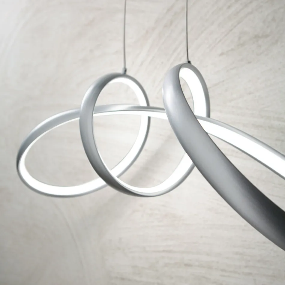 Led Pendant Lamp in Silver Metal, 2 Sizes Modern Design - Lumino Viadurini