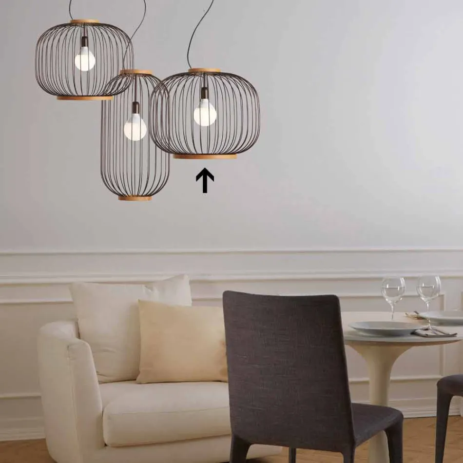 Modern pendant lamp in steel Ø58xh.48xL.80cm cm Viadurini