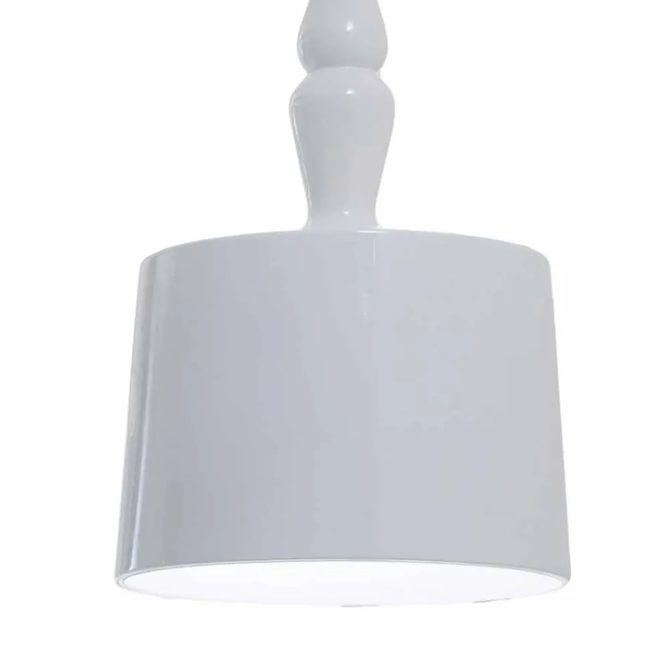 Suspension Lamp Shade Short in White Glossy Ceramic Design - Cadabra Viadurini