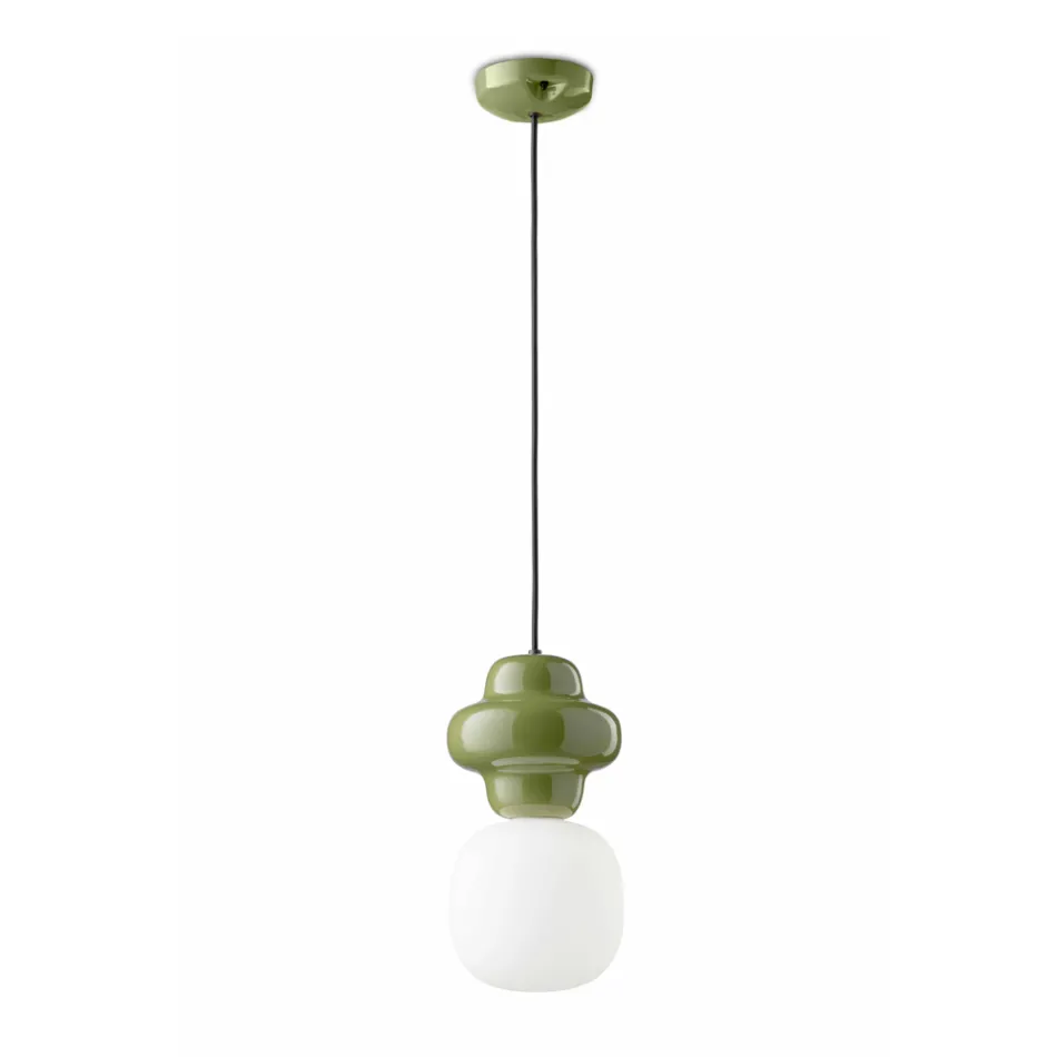 Suspension Lamp Made of Ceramic and Glass Made in Italy - Capocabana Viadurini
