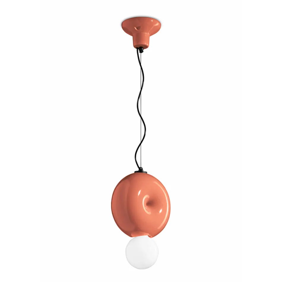 Round Ceramic Suspension Lamp Made in Italy - Bumbum Viadurini