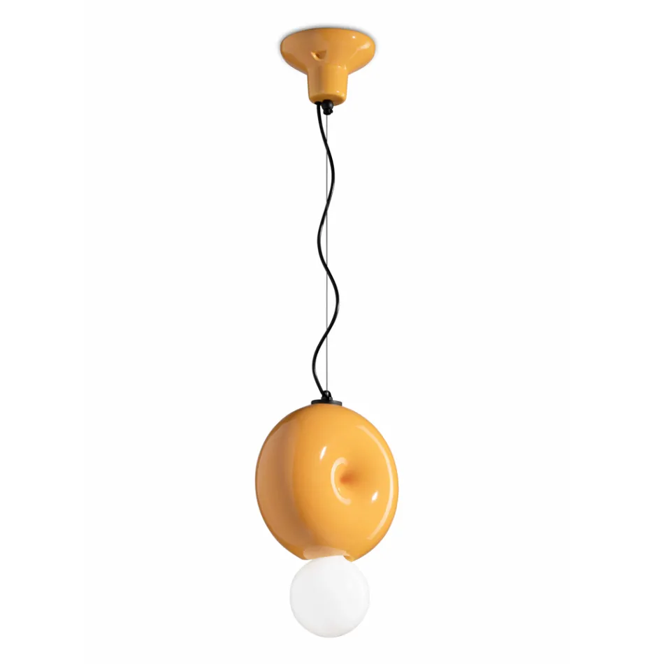 Round Ceramic Suspension Lamp Made in Italy - Bumbum Viadurini