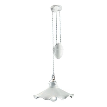 Ups and Down Suspension Lamp in Wavy Glossy Ceramic - Belluno Viadurini