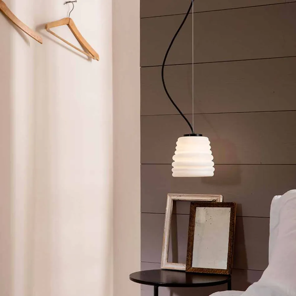 Lounge Suspension Lamp in White Satin Glass 3 Dimensions - Soft Viadurini