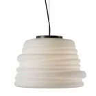 Lounge Suspension Lamp in White Satin Glass 3 Dimensions - Soft Viadurini