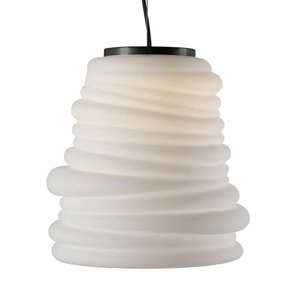 Lounge Suspension Lamp in White Satin Glass 3 Dimensions - Soft Viadurini
