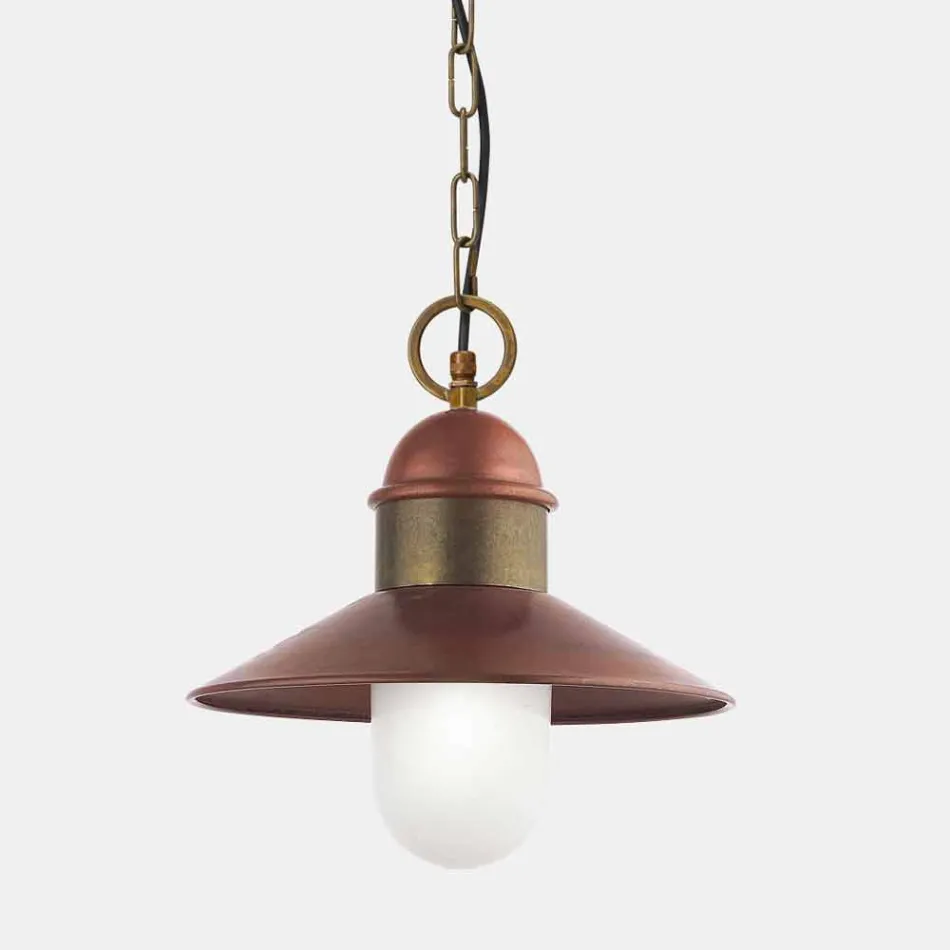 Vintage Suspension Lamp in Brass and Copper with Chain - Borgo by Il Fanale Viadurini