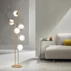 Floor Lamp with LED in Gold Painted Metal and Blown Glass - Ailanto Viadurini
