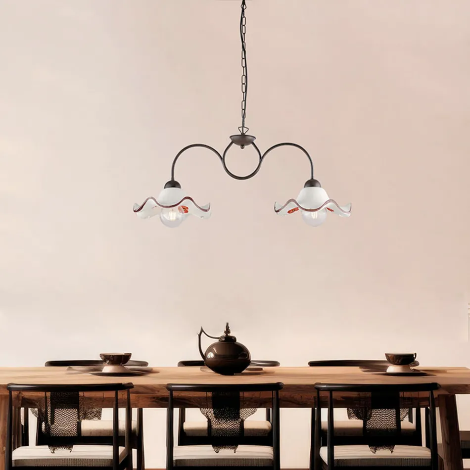 Handcrafted Glass and Metal Lamp Made in Italy for Living Room and Bedroom - Merope Viadurini