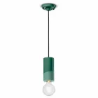 Cylindrical Suspension Lamp Colored Ceramic Made in Italy - Ferroluce Pi Viadurini