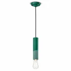 Cylindrical Suspension Lamp Colored Ceramic Made in Italy - Ferroluce Pi Viadurini