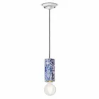 Cylindrical Suspension Lamp Colored Ceramic Made in Italy - Ferroluce Pi Viadurini