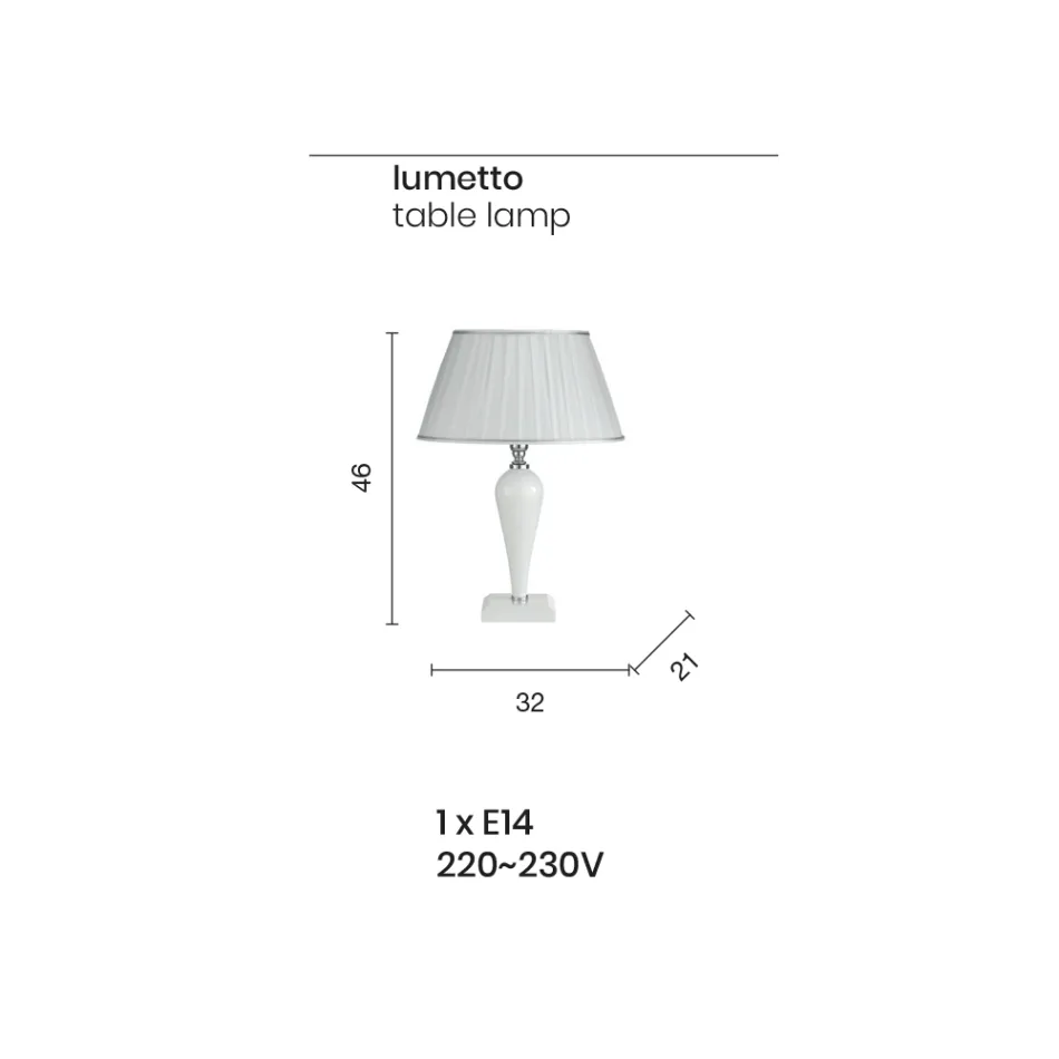 Classic Italian Handmade Glass Table Lamp and Lampshade - Rapallo Viadurini