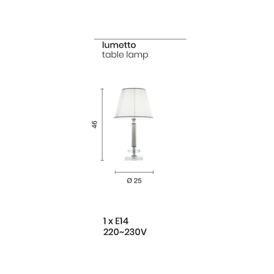 Classic Support Lamp in Gold Metal, Crystal and Lampshade - Similo Viadurini