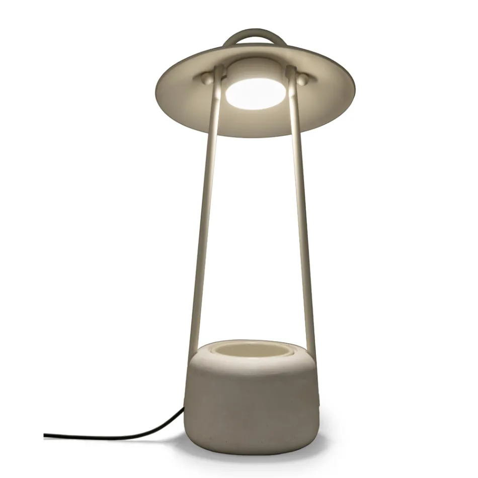 Outdoor Lamp with Planter in Clay, Aluminium and Brass - Cappello Viadurini