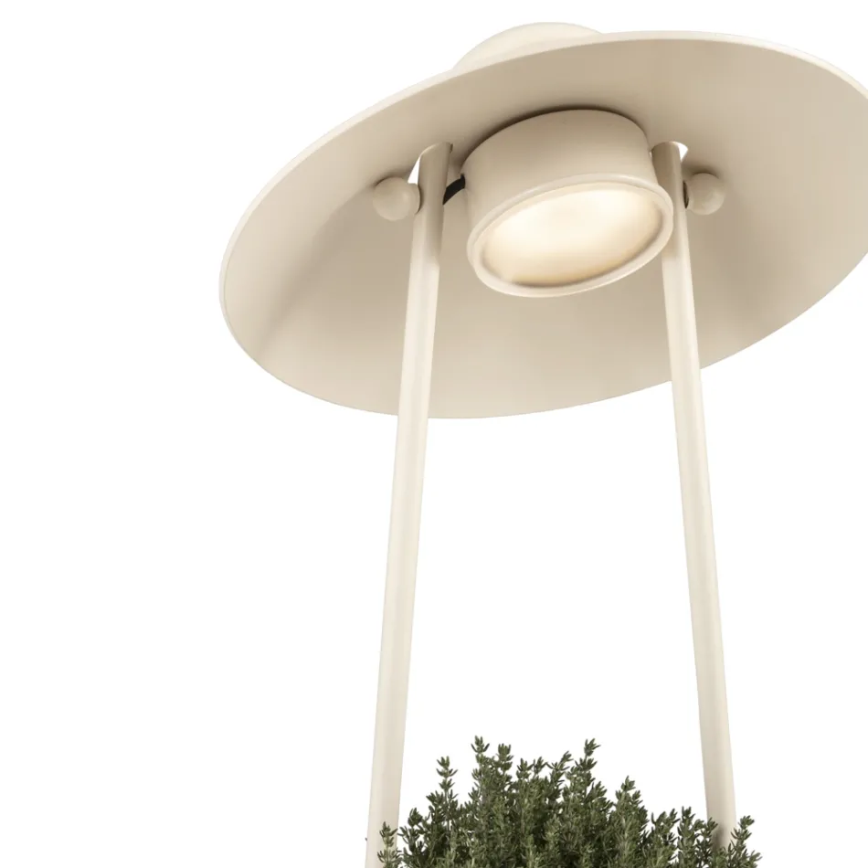 Outdoor Lamp with Planter in Clay, Aluminium and Brass - Cappello Viadurini