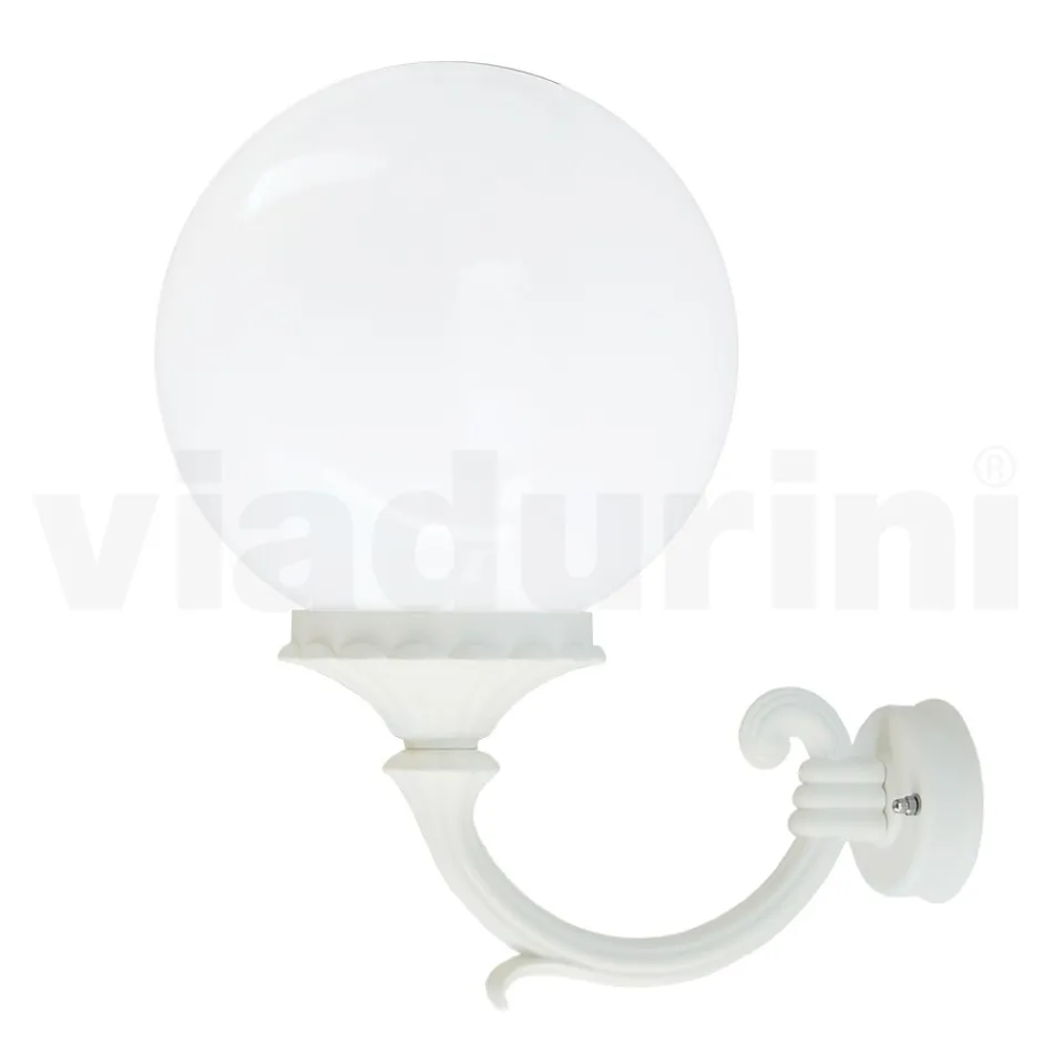 Outdoor Lamp in White Aluminium with Opal Acrylic Sphere - Trovabianco Viadurini