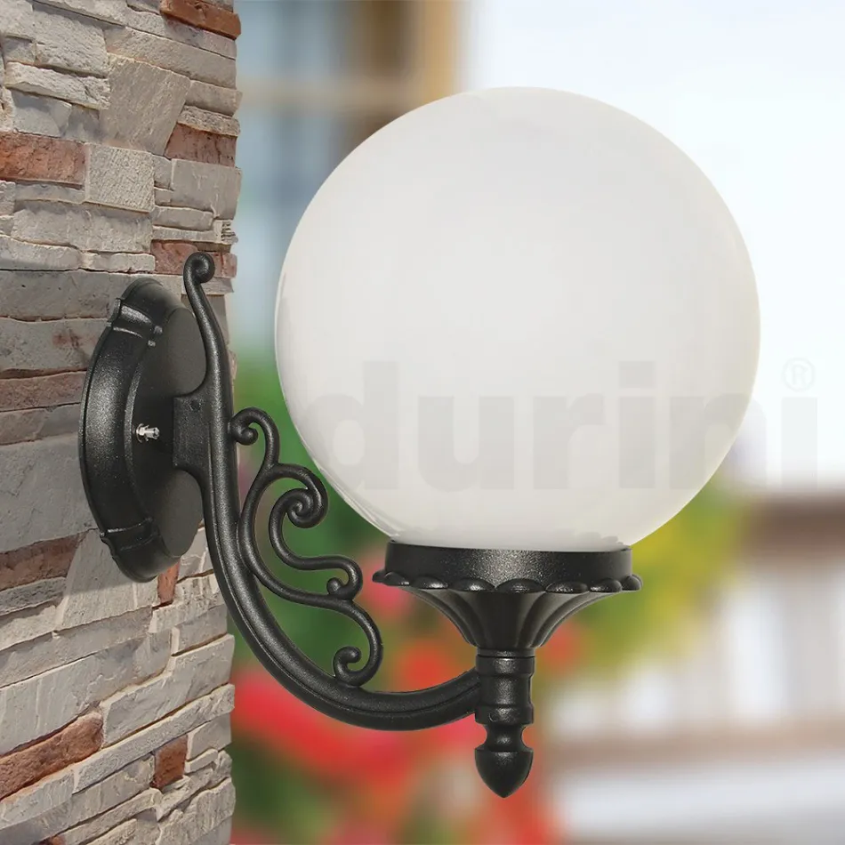 Outdoor Lamp in Aluminium with Opal Acrylic Sphere - Trovaanthracite Viadurini