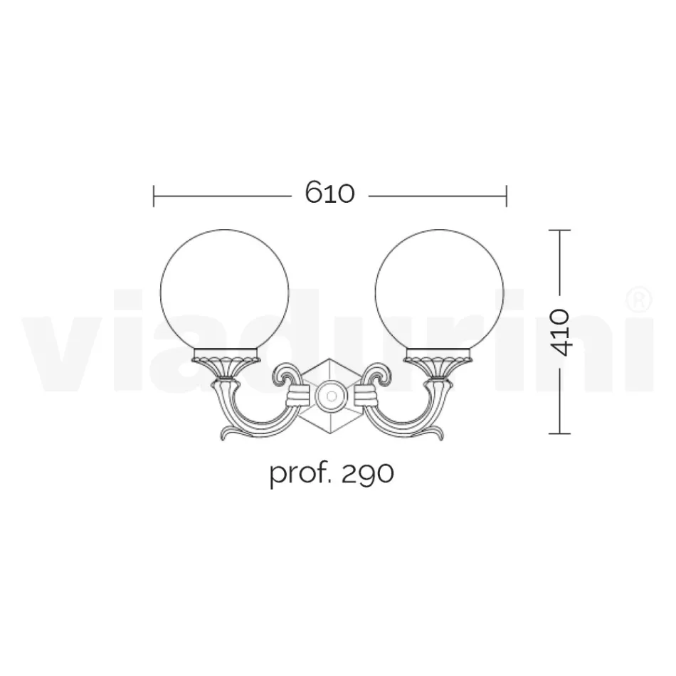 Garden Lamp with 2 Acrylic Lights and Aluminium Structure - Trovanero Viadurini