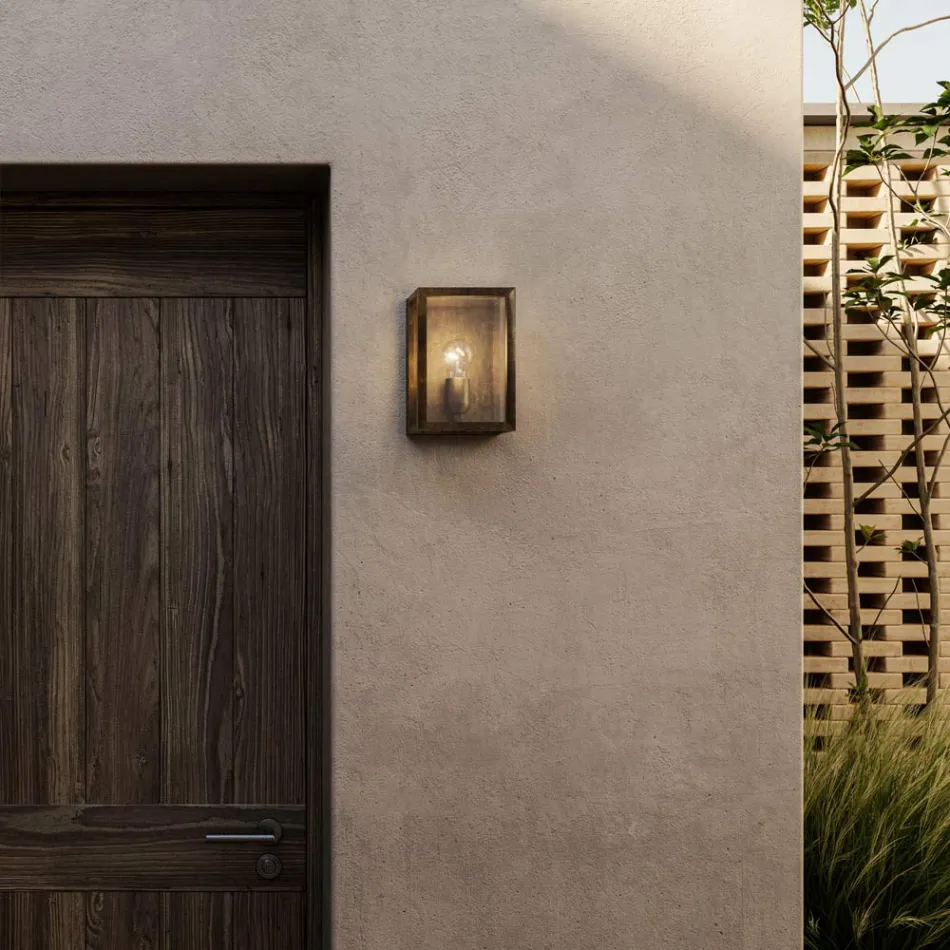 Large wall lamp in brass and glass Quadro Il Fanale Viadurini