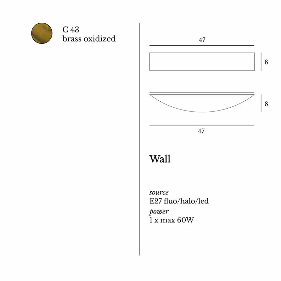 Modern design brass wall lamp Ø47xh.8xsp.8 cm Blandine Viadurini