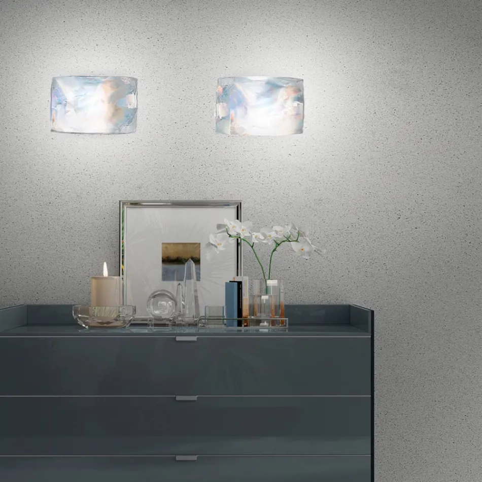 Hand Blown Mother of Pearl Glass Wall Lamp in Venice - Chrystal Viadurini