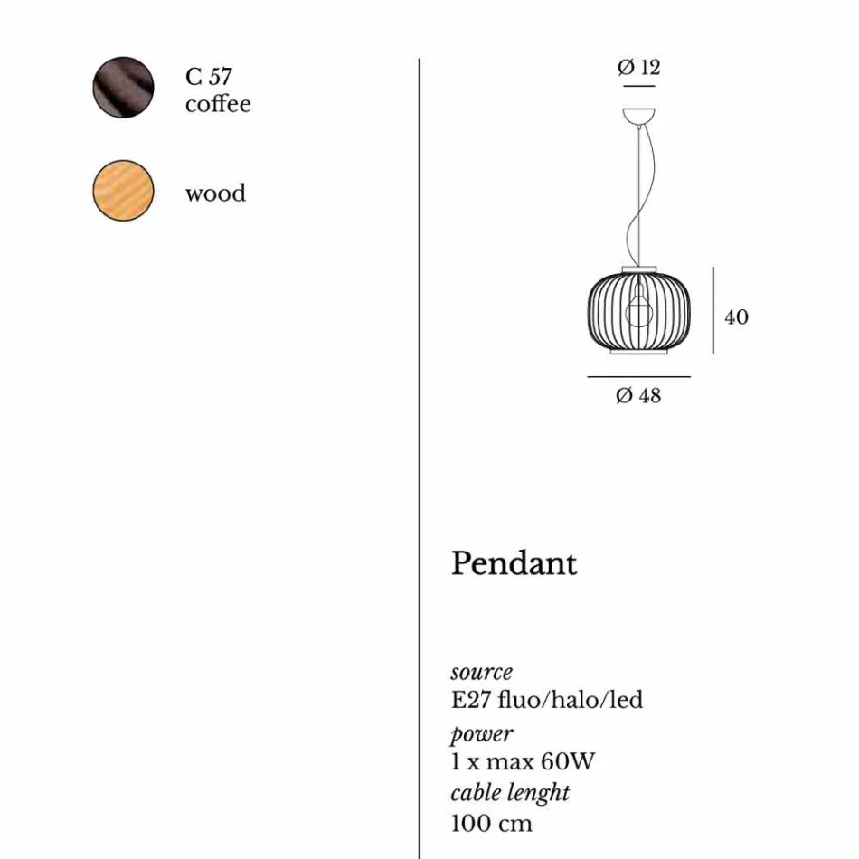 Modern wall lamp in steel Ø48xh.40xL.cavo100 cm Beren Viadurini