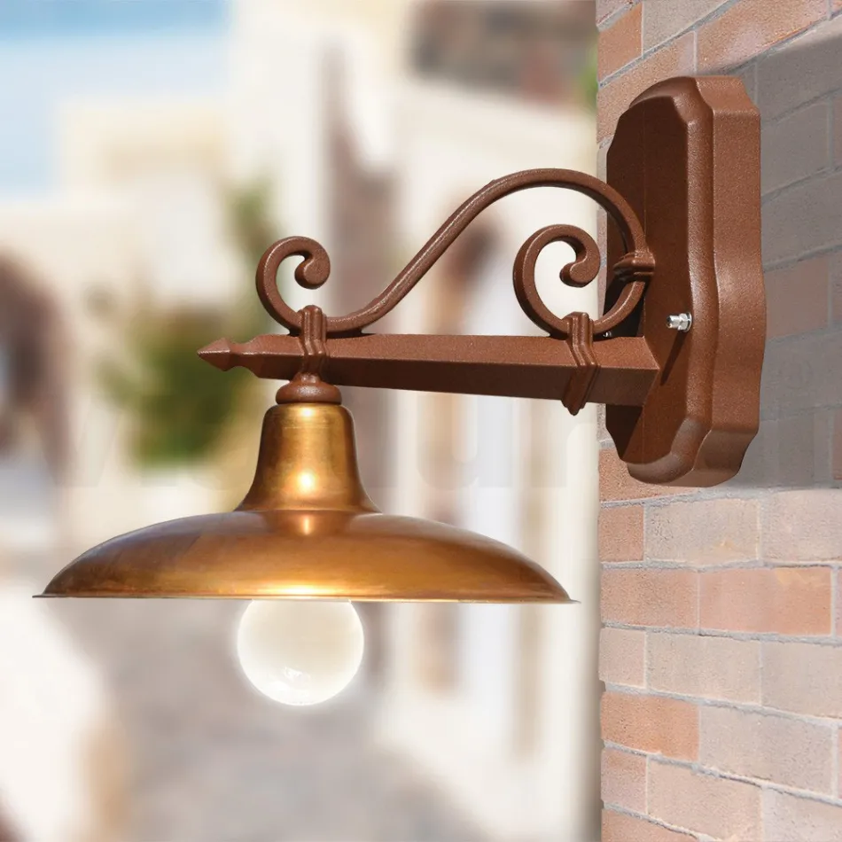 Outdoor Wall Lamp in Aluminium and Brass Made in Italy - Adela Viadurini