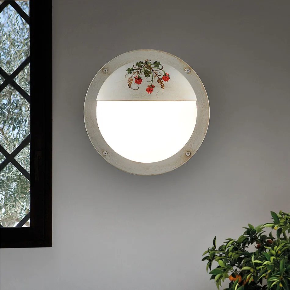 Round Hand Painted Aluminium Garden Wall Lamp - Brindisi Viadurini