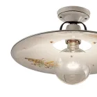 Ceiling Lamp in Iron and Hand-Decorated Raw Ceramic - Bologna Viadurini