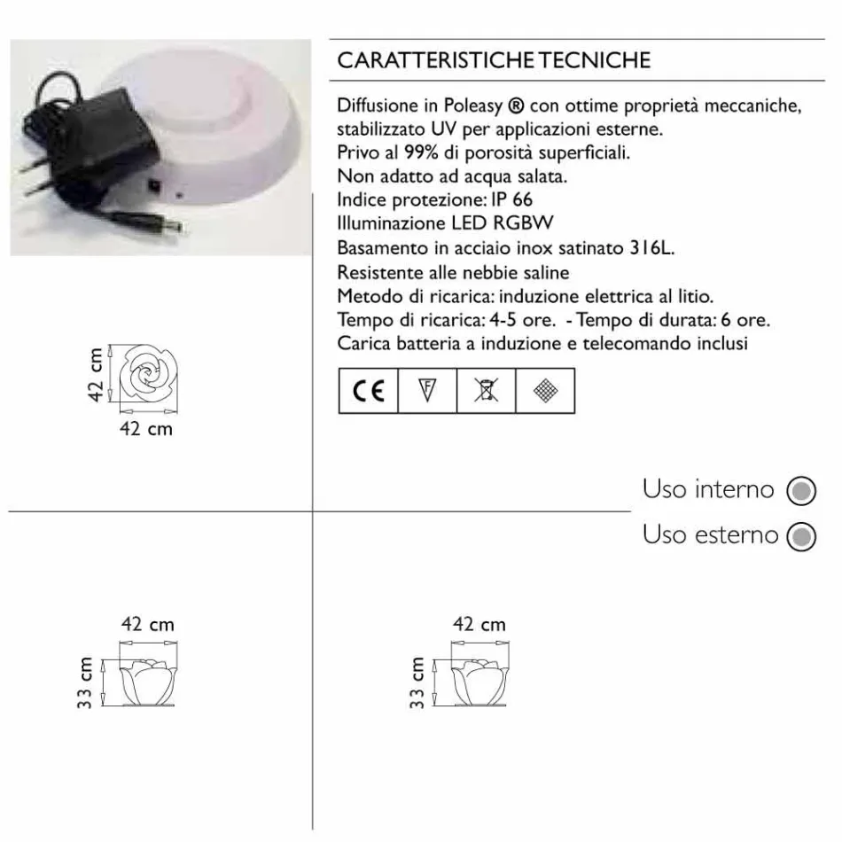 Rose Shaped Table Lamp with Induction RGBW Led - Baby Love by Myyour Viadurini