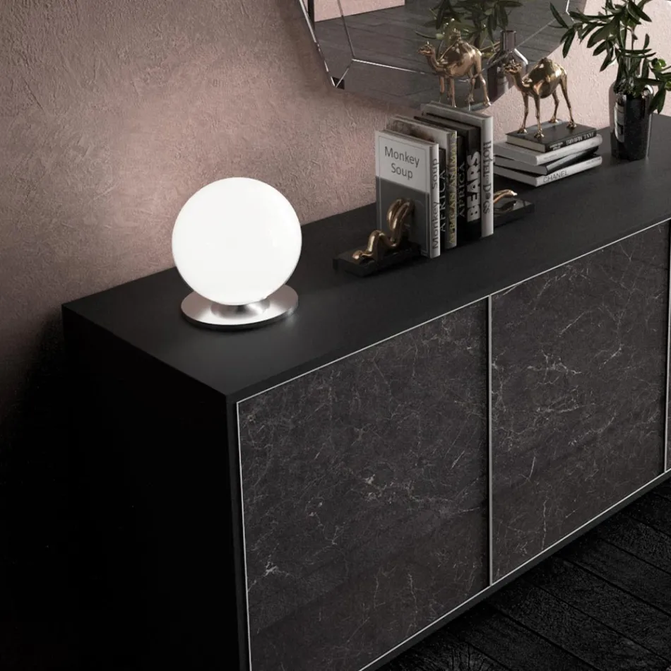 Artisan Table Lamp in Blown White Venetian Glass - Snow Viadurini